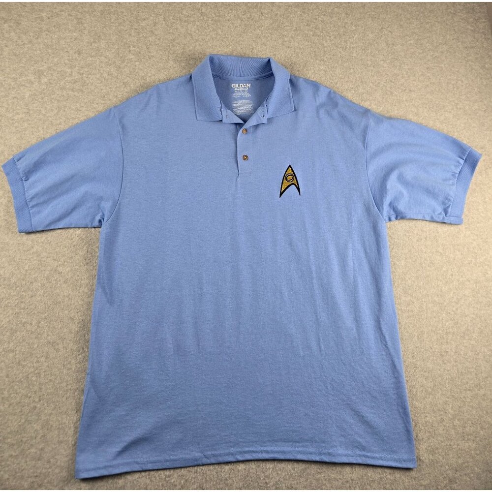 NWOT Gilden Men's Blue Star Trek Polo Shirt Size XL